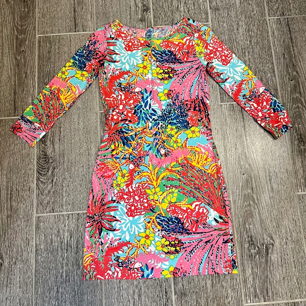 Lilly Pulitzer Marlowe Boatneck Dress, XX-Small, Multi Fishing For Compliments